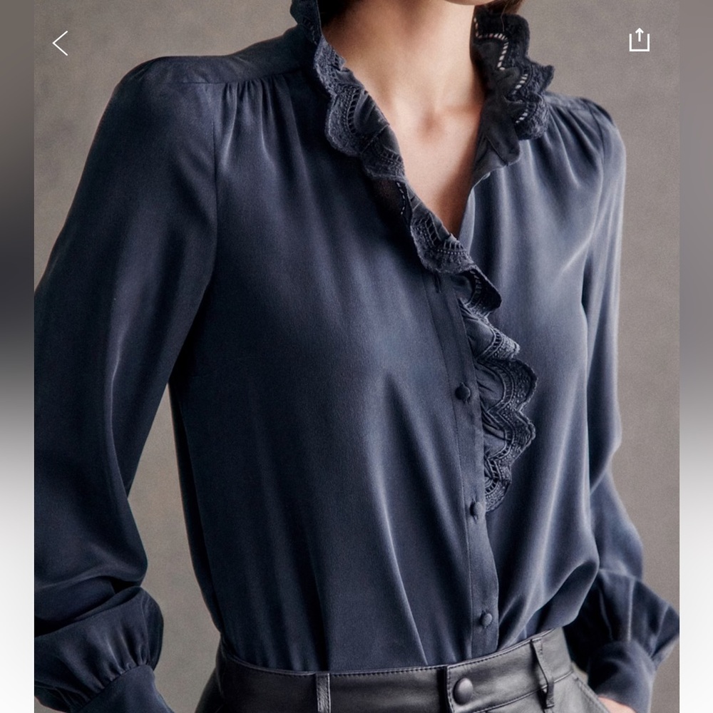 Sezane Navy Chlo Top